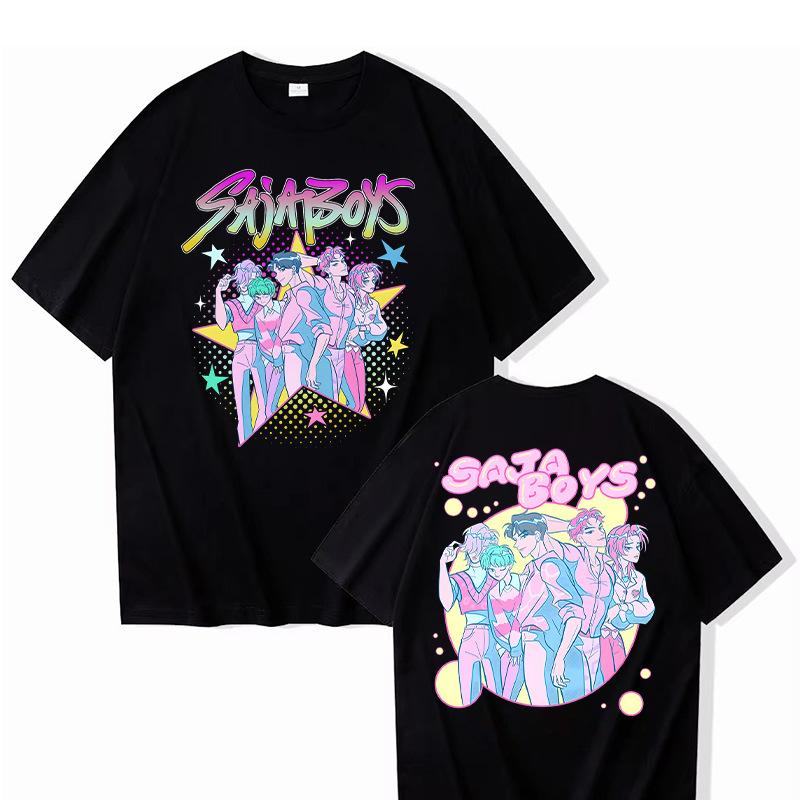 KPop Demon Hunters Printed T-shirt Casual Round Neck Top Short Sleeved Shirt 5989