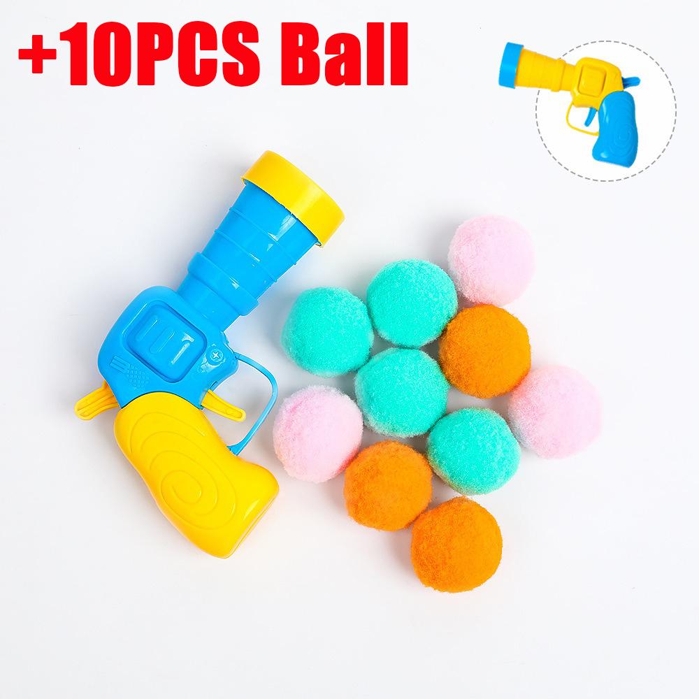 Interactive Cat Toys Launch Training Toy For Pet Kitten Creative Mini Shooting Gun Games Stretch Plush Ball Toys Pet Supplies