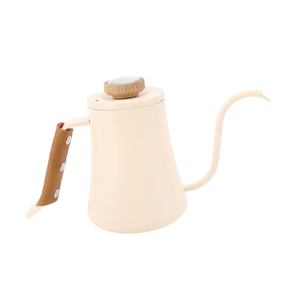 Kaffeekessel mit Thermometerdeckel, 600 ml, 304 Edelstahl, langer, schmaler Schwanenhalsauslauf, Handtropf