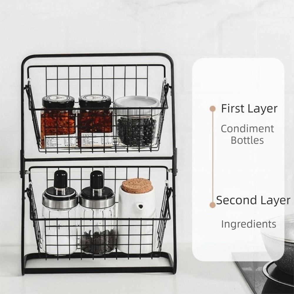 Detachable Double Layer Fruits Holder Iron Snack Storage Rack Pantry