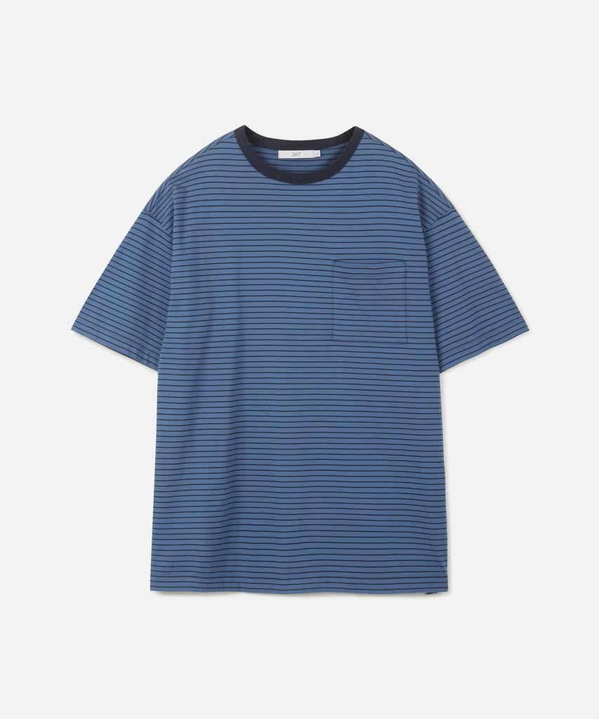 247Silijeu Usa Cotton 20-Count Striped T-Shirt Blue