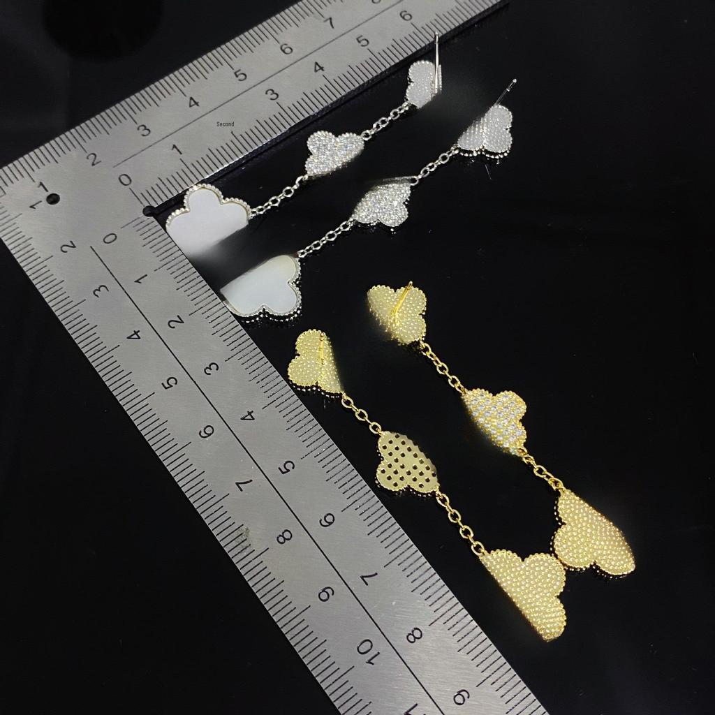 Cercei Exquiziți cu Ciucuri Trifoi cu Patru Frunze Norocos - Declarație de Modă Versatilă