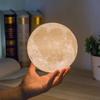 Led Moon Lamp Night Light With Stand 8/12cm Table Print Bracket Battery 3D Lights Warm white multicolor On Home Lamps Romantic