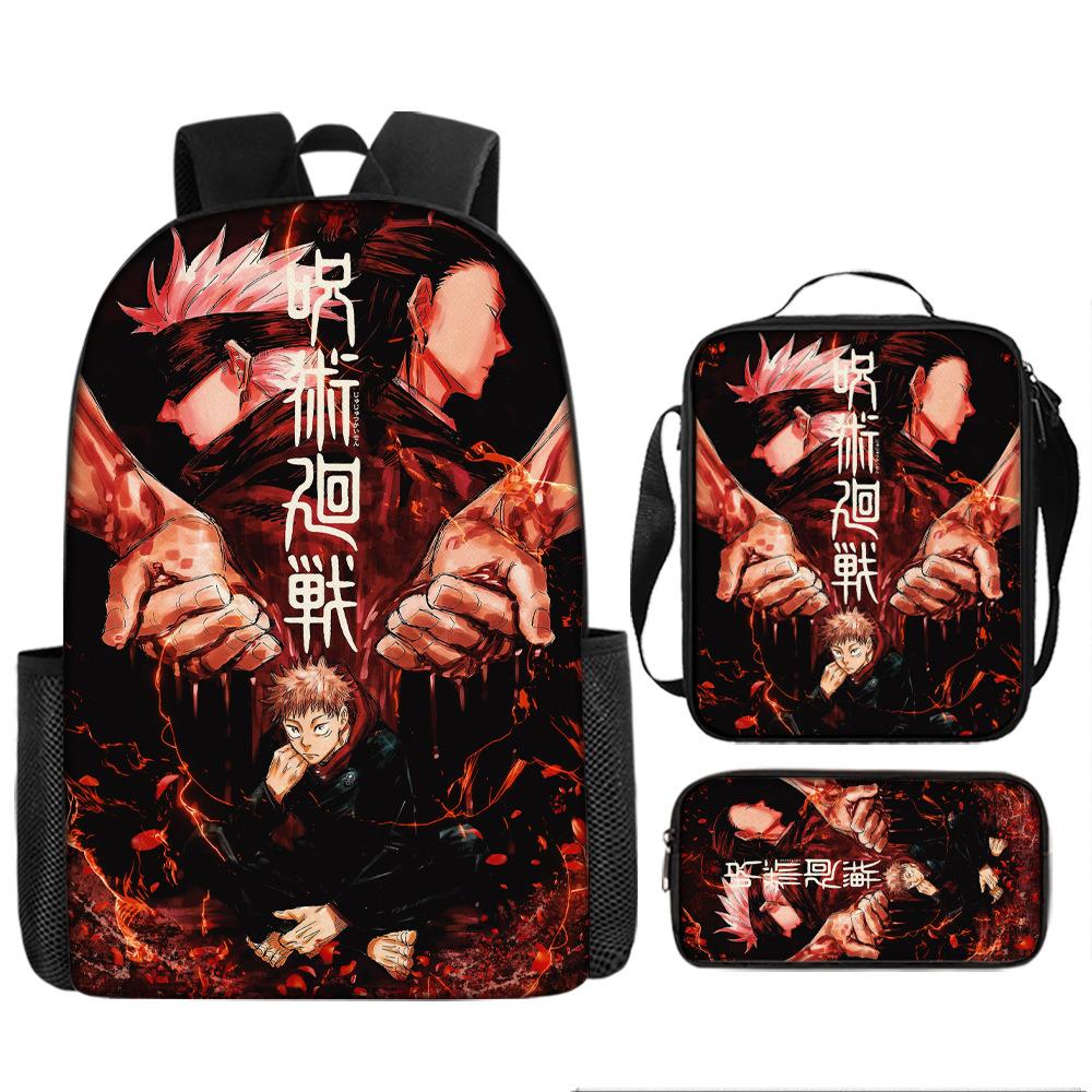 Spell Return Battle School Bag Elementary School Student Animation Backpack Large Capacity Three-piece Set