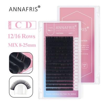 15-20 mm gemischte Länge individuelle Nerzwimpernverlängerung liefert natürliche matte schwarze weiche russische Volumenwimpern Maquiagem