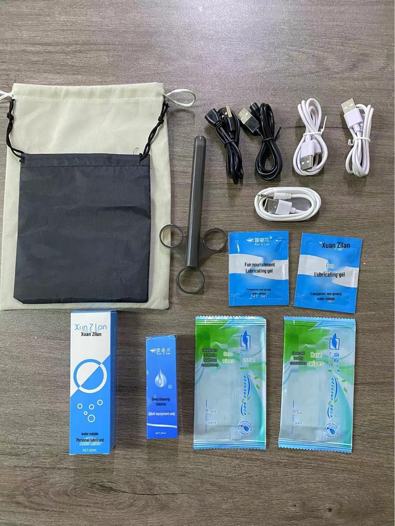 Adult Toy Gift Set: Lubricant, Cleaning Solution, Silicone Oil, Applicator Wipes, Magnetic Charging Cable