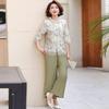 Mom's 2026 Summer Cotton-Linen Short Sleeve Two-Piece Set for Women: Stylish, New Chinese Style, Perfect for Middle-Aged and Elderly.
