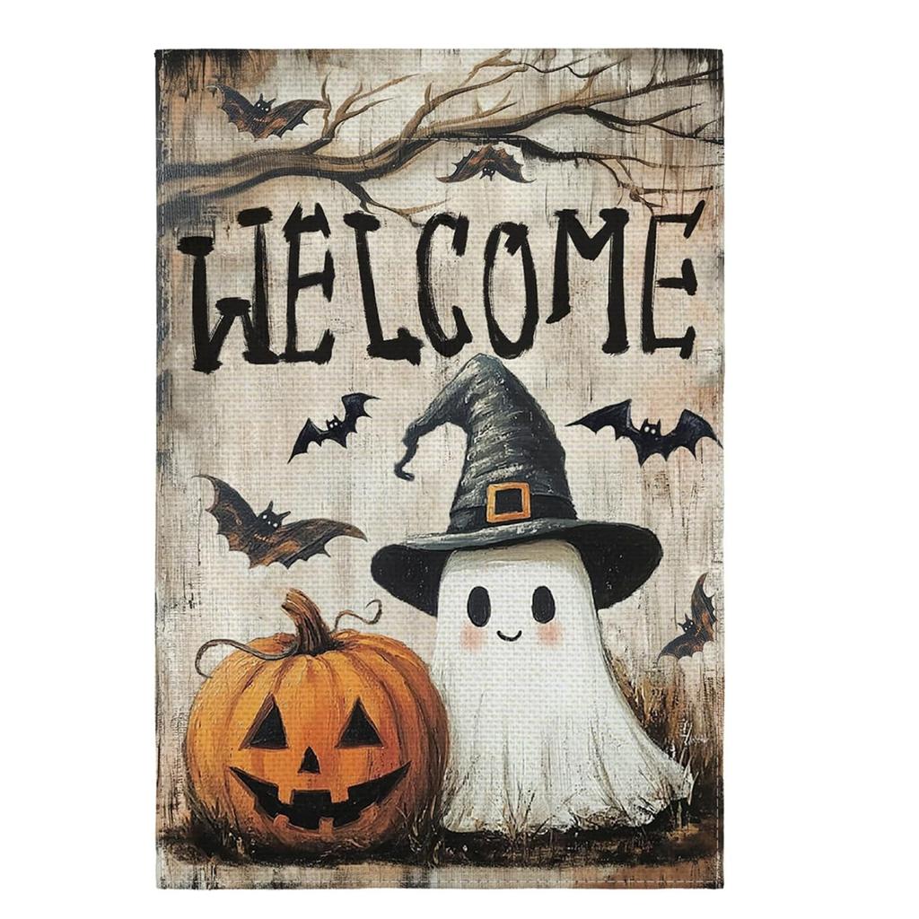 Fall Halloween Garden Flag with Cute Print, Outdoor Yard Decoration