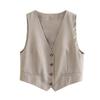 Fashion Style Fall and Winter New Women's Temperament Wild Slim Looking Linen Blended Sleeveless Vest Waistcoat 2010711 832