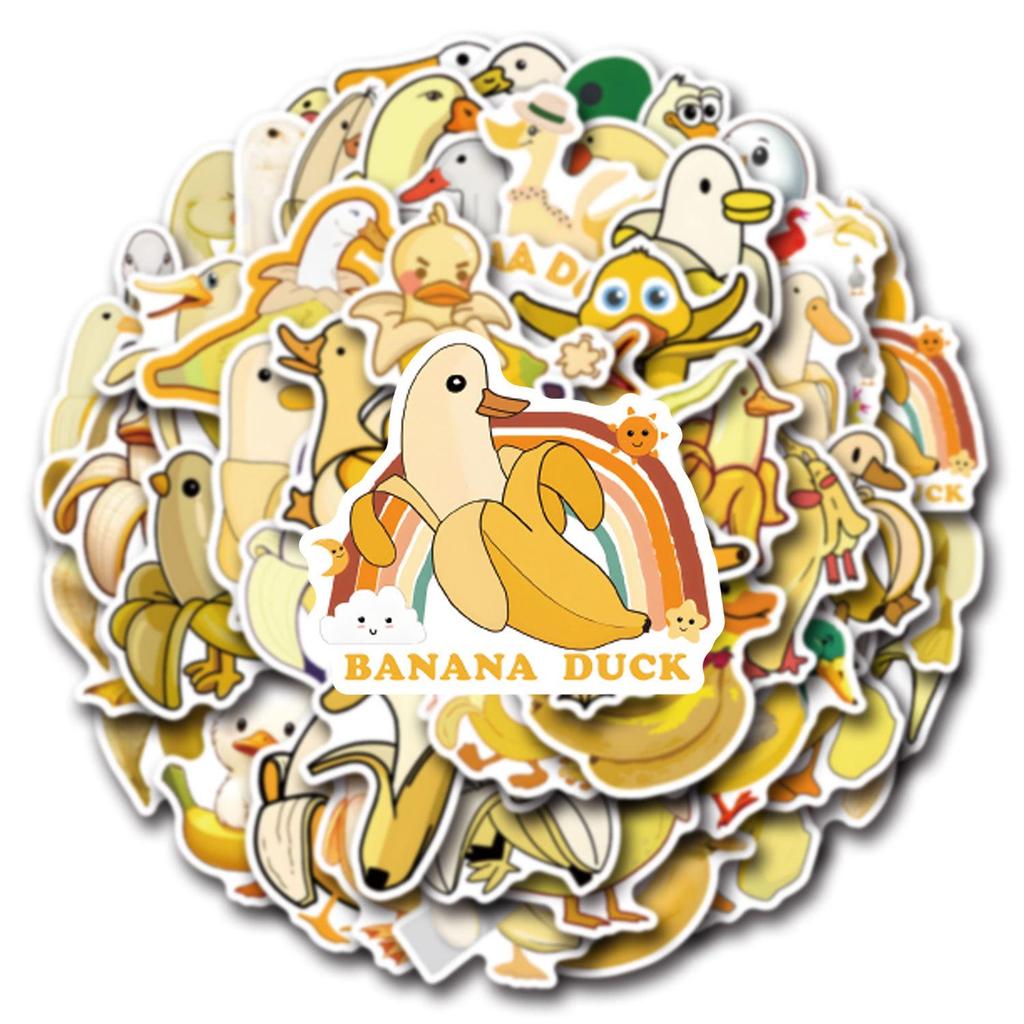 55 Waterproof Cartoon Banana Duck Stickers for Decorating Stationery, Cups, and Computers