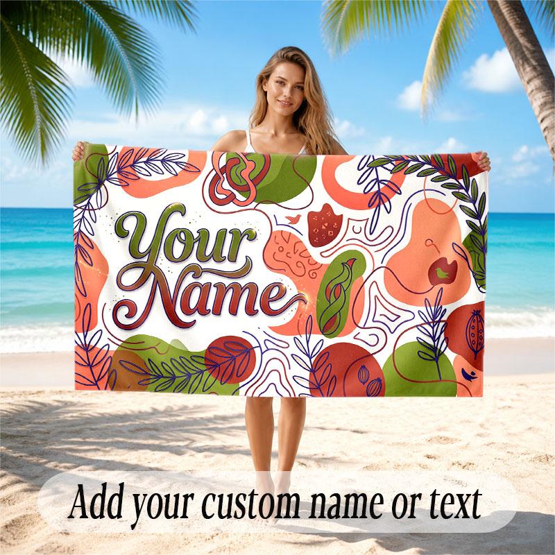 Mountain Landscape Theme Soft Beach Towel Personalized Custom Name Text Towel Portable for Beach Pool Travel