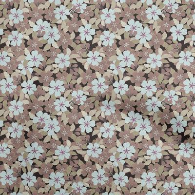 Cotton Flex Brown Fabric Floral Retro Sewing Craft Projects Fabric Prints By Yard 40 Inch