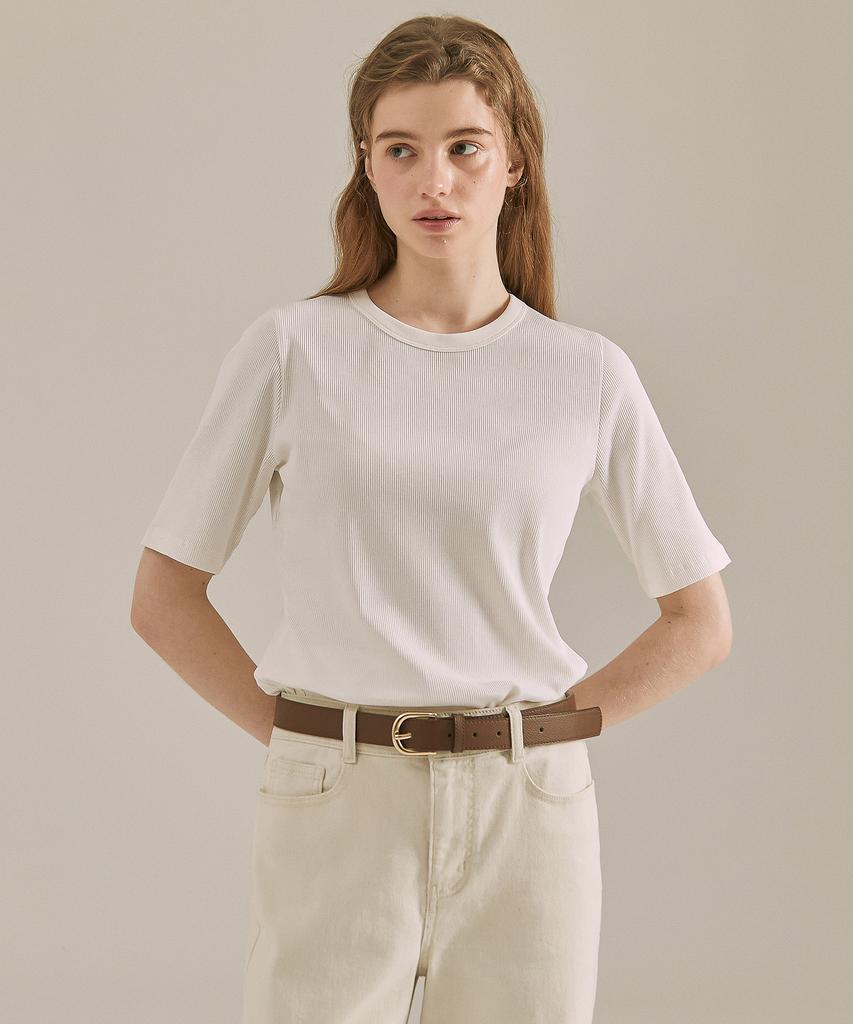 BASIC HOUSE [2Pack] Women'S Ribbed Short Sleeve T-Shirt 4 Colors Lyts3201