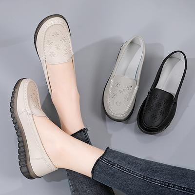 Autumn Leather Soft Sole Fashion Casual Women's Single Shoes Comfortable Non-slip Wear-resistant Mother Shoes Versatile Doudou Shoes Women