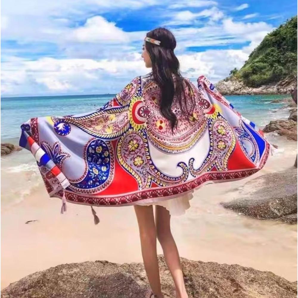 Chaka Salt Lake Great Northwest Tourism Ethnic Style Scarf Silk Scarf Women'S Summer Seaside Beach Shawl Sunscreen Thin