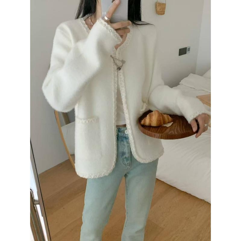 Imitation mink knitted cardigan women's new autumn and winter temperament sweater jacket women