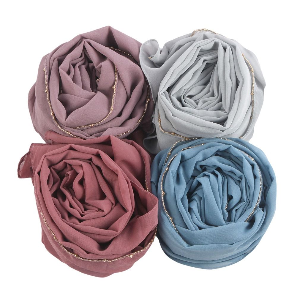 Beads Chain Hijab Scarf Long Islamic Turban Fashion Ethnic Style Scarf  Daily