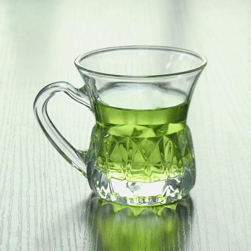 Espresso Cup, Retro Home Coffee Cup with Handle Small Delicate Transparent Glass Afternoon Teacup Women's European Milk Cup