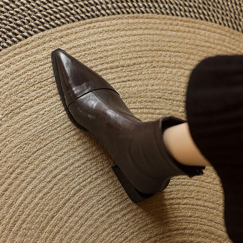 Pointed Elastic Boots - New Autumn-winter Style, Thick Heel, Short Boots, Women's Retro Shoes