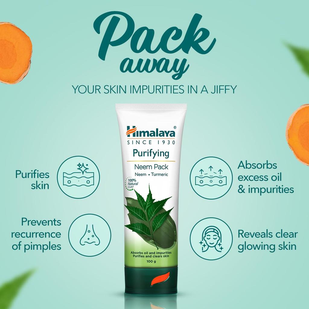 Himalaya Herbals Purifying Neem Pack 50g Natural Face Mask for Oily and Pimple-Prone Skin Care