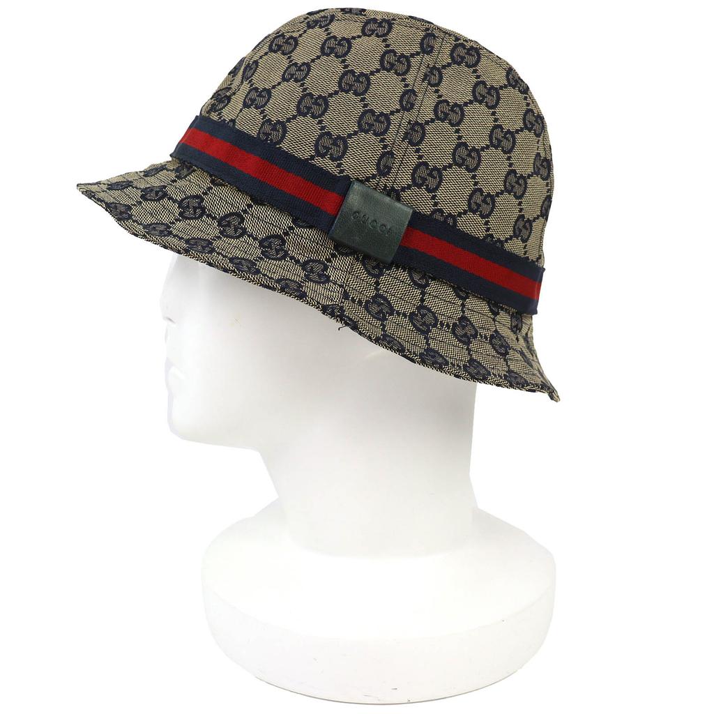 Great GUCCI hat GG canvas bucket hat beige polyester Women M 030367 Used
