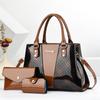 New Fashion Glossy Patent Leather Women Tote Bag 3 Pieces Set Versatile Single Shoulder Crossbody Daily Handbag