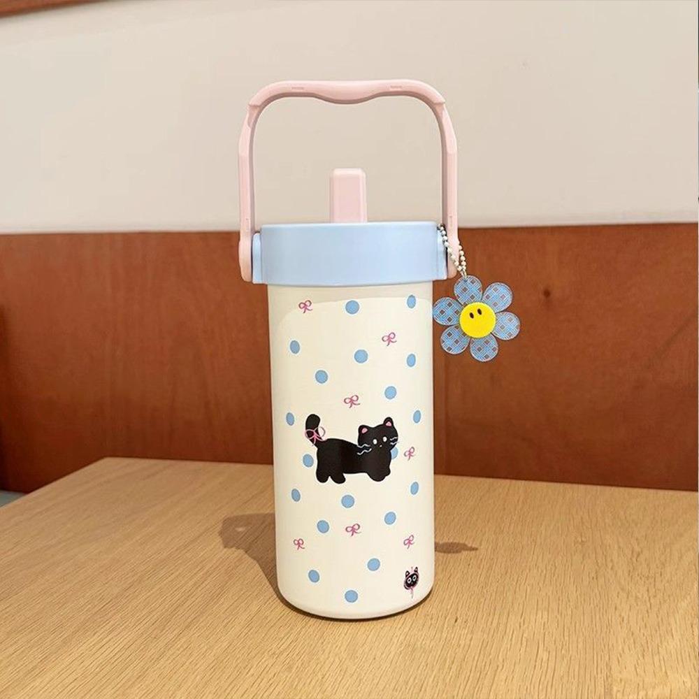 600ML Vacuum Cup With Pendant Insulation Or Cooling Insulated Cup With Straw Durable 316 Stainless Steel Cup for Office Workers