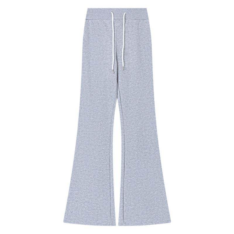 Idle Style High Waist Casual Pants for Women Sexy Smooth Micro-Flared Pants Autumn Slimming Easiest for Match Mop Pants Gray Pants