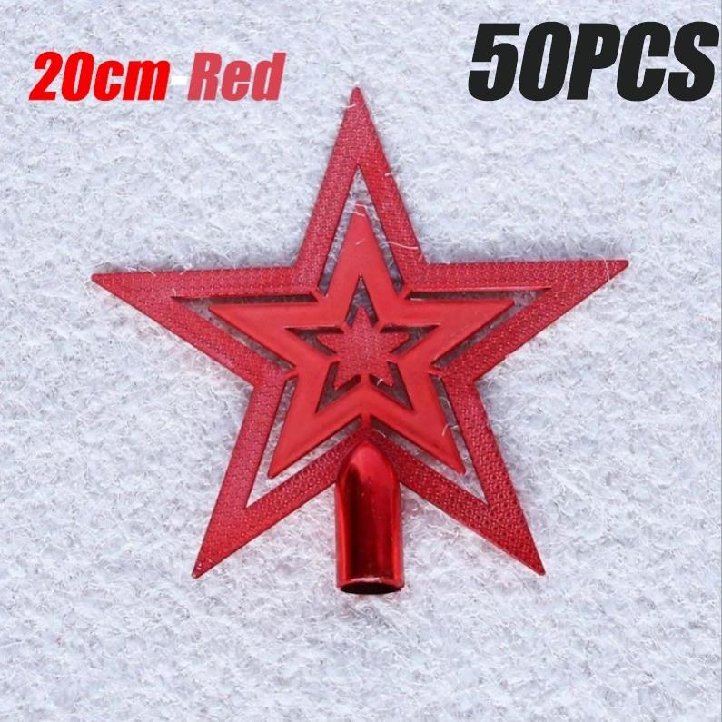 50PCS Christmas Day Christmas Tree Plating Tree Top Star Decoration Gold and Silver Five-Pointed Star Hanging Decoration