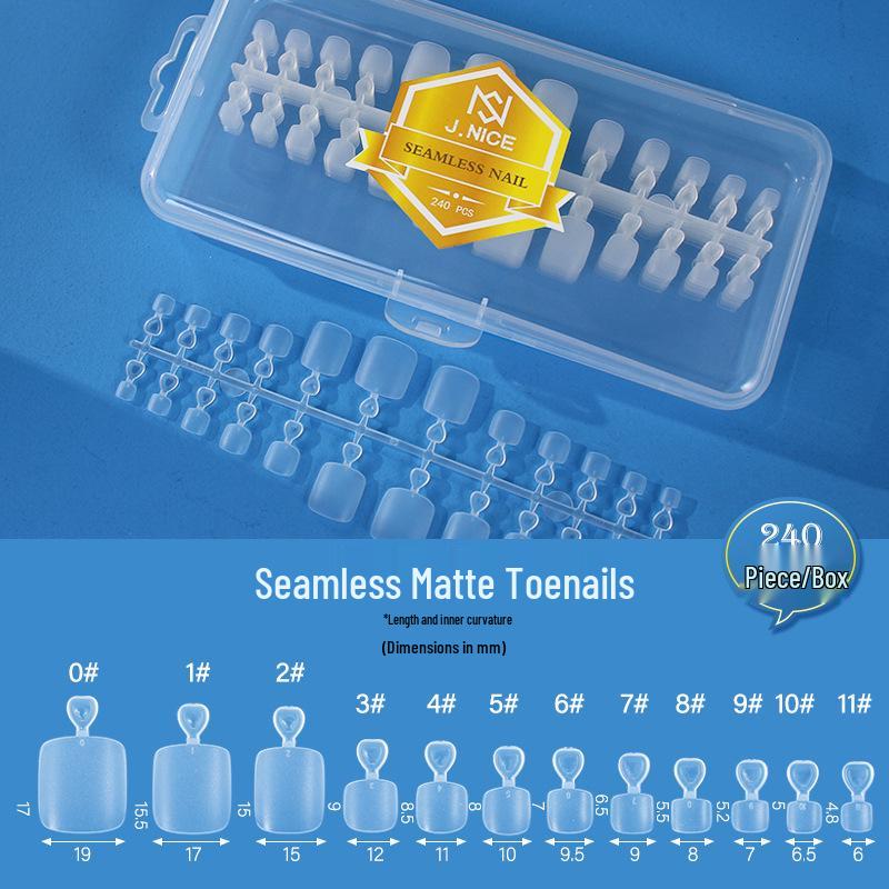 Dual-Use Seamless Transparent Frosted Nail Tips - Extendable Flat/Arc Design
