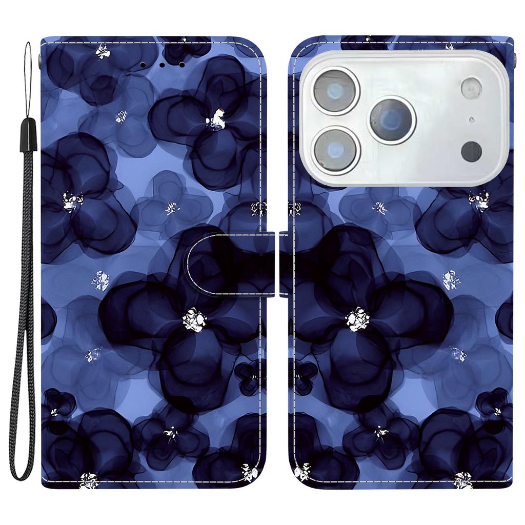 Etui portfelowe na iPhone 17 Pro Max ze wzorem, skórzane, z podstawką, pokrowiec na telefon z paskiem