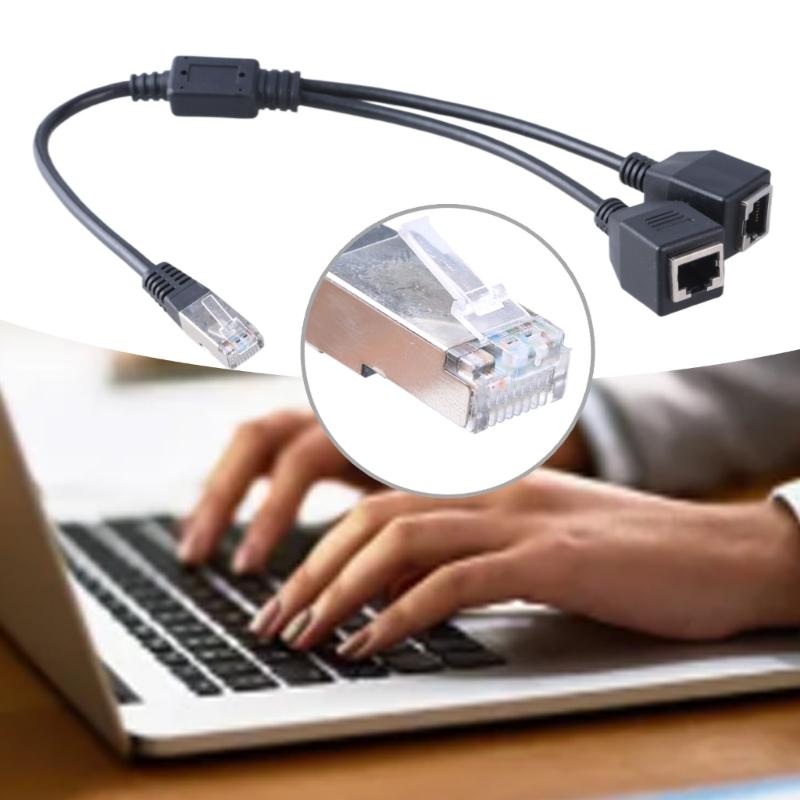 Ethernet-Splitter RJ45 1 Stecker auf 2 Buchsen Ethernet-Splitter-Adapterkabel für LAN-Ethernet-Verlängerungskabel 35 cm
