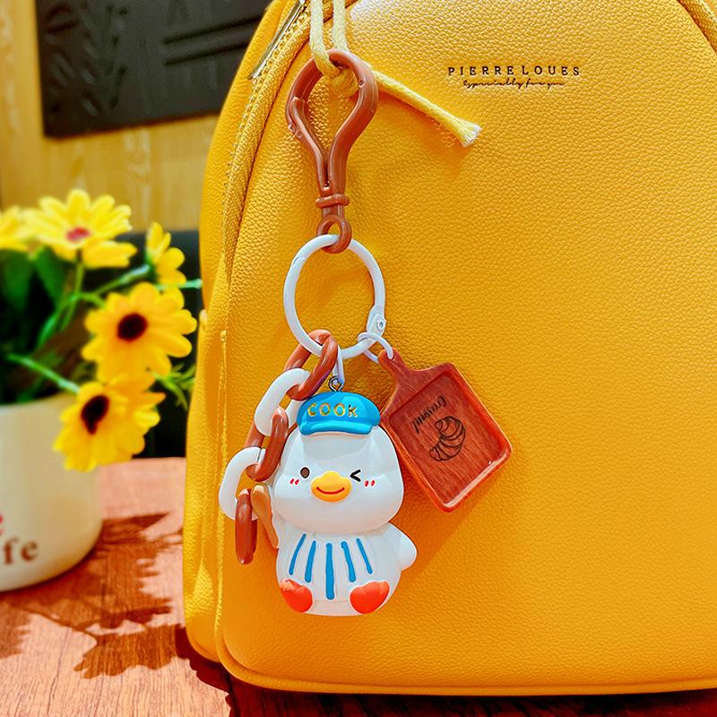 Creative Cartoon Chef Duckling Resin Doll Keychain Cute Bag Pendant Keychain Small Gift