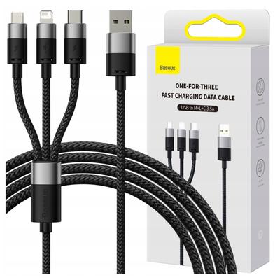 Kabel USB 3in1 Baseus Starspeed, USB-C + Micro USB + Lightning, 3,5A, 1,2M (Schwarz)
