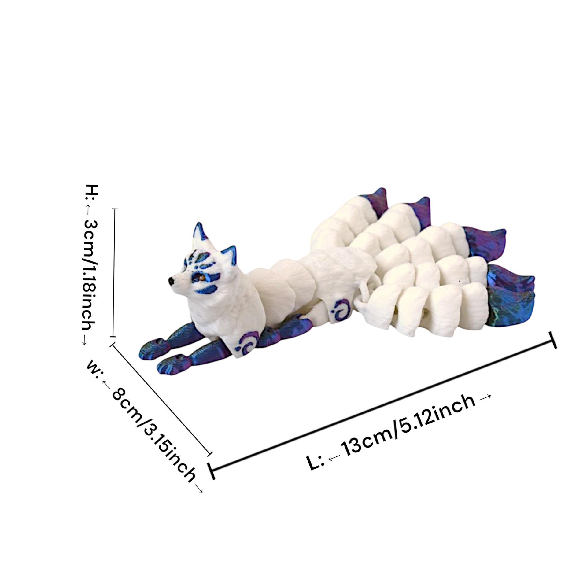 

Доступная серия пятихвостых лис, напечатанных на 3D-принтере: Модные игрушечные украшения и подарки 13cm 30g