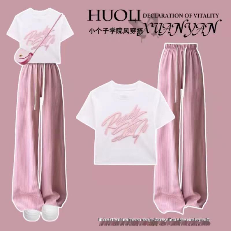 

Летний набор 2025: Модный повседневный топ и брюки широкого кроя для девочек 150 cm