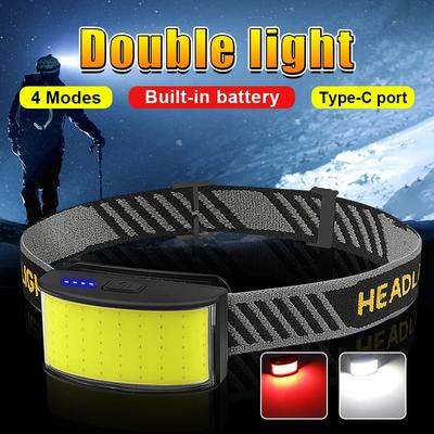 Powerfull COB LED Headlamp Type-C USB Rechargeable Built-in Battery LED Headlamp Home Use Outdoor Camping Night Fishing Lantern