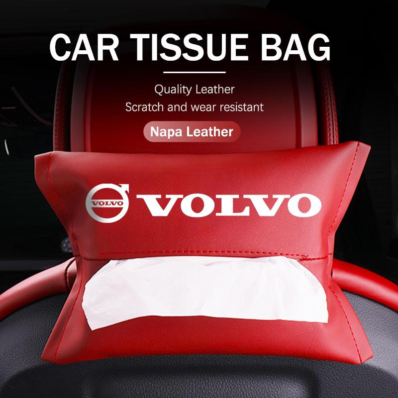 For Volvo Leather Car Tissue Box Hanging Headrest Handbag Paper Towel Box XC60 XC90 S60 S80 V60 C70 S40 C30 V90 V60 C40 XC40 V70 JL9