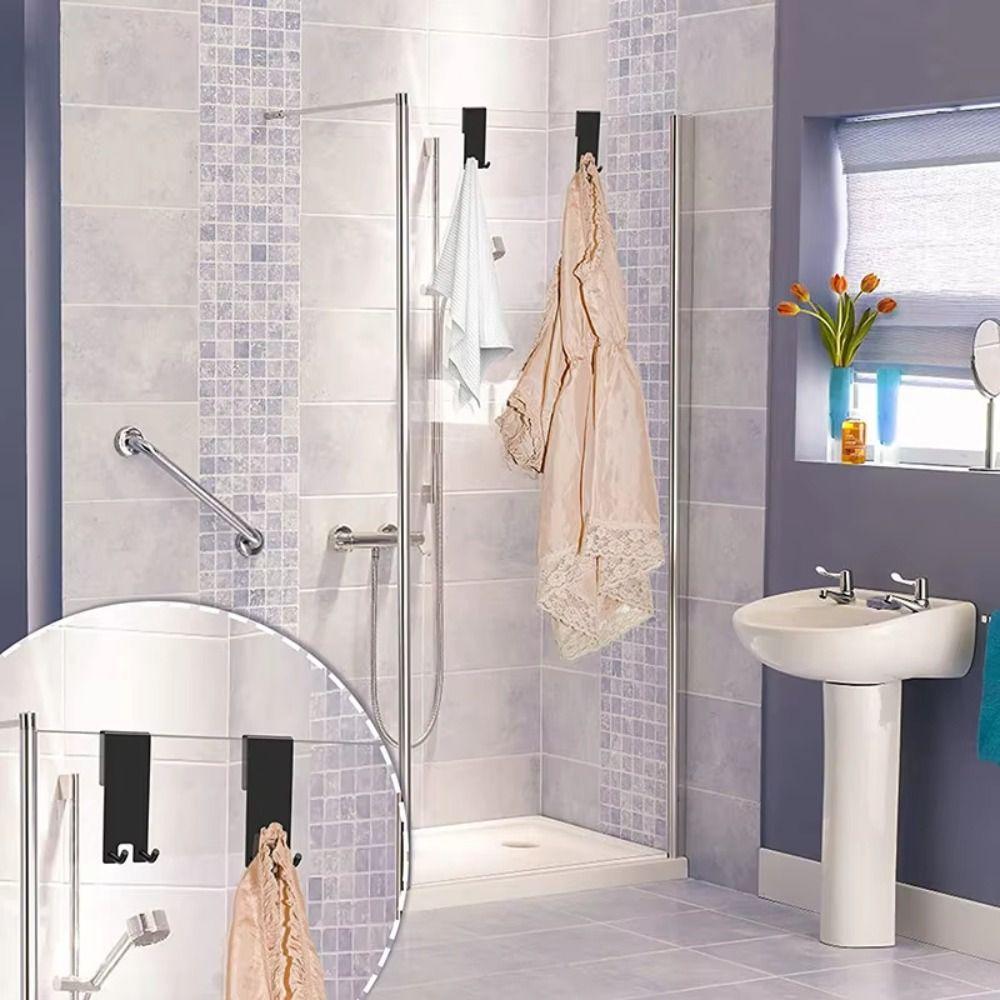 Stal nierdzewna Haczyk na tył drzwi prysznicowych Bez wiercenia Antypoślizgowy Na drzwi szklane Wieszak na ręczniki Odporny na rdzę Praktyczny wieszak na szlafrok