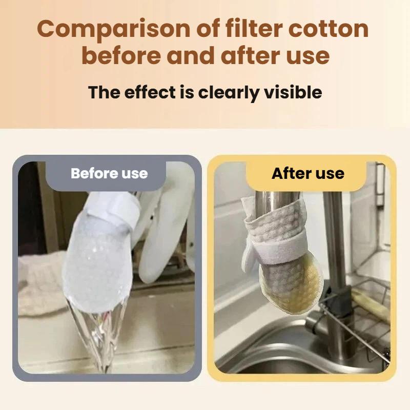 50PCS Faucet Filter Cotton Safe Tap Water Pre-Filter Pads Anti-Splashing for Daily Washing Kitchen Bathroom Use