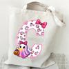 Halloween personalized print student canvas bag tutoring bag 26 letters fashion shoulder bag women large capacity