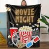 Movie Night Themed Blanket Soft Fleece Throw Blanket For Living Room Couch Bed Naps Perfect Gift Cozy Blanket For Home Decor