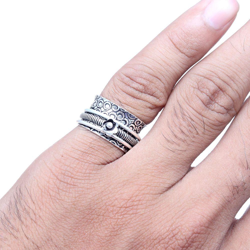 Silver Spinner Ring For Women Four Spinner Ring Fidget Silver Jewelry Ring"6.5"