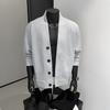 Simple fashion V-neck sweater men's 2025 new fashion men's waffle retro knitting