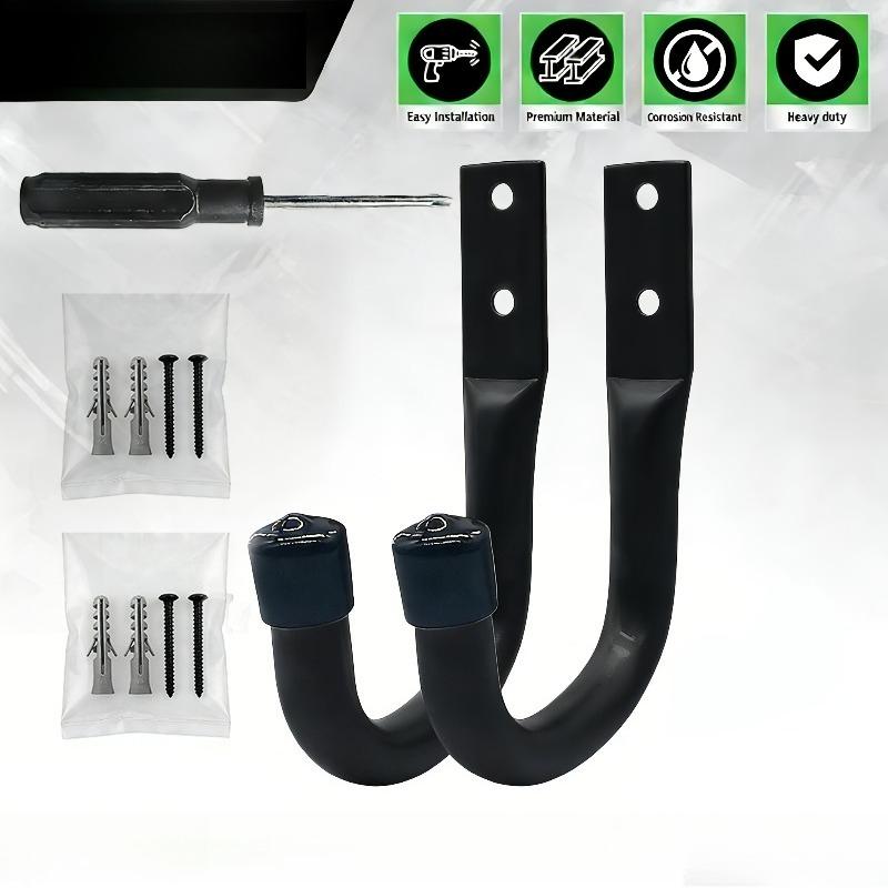 6/12pcs Heavy-Duty Metal Garage Hooks Wall-Mounted Bike and Garden Tool Hanging Storage Hooks Polished Carbon Steel Easy Install