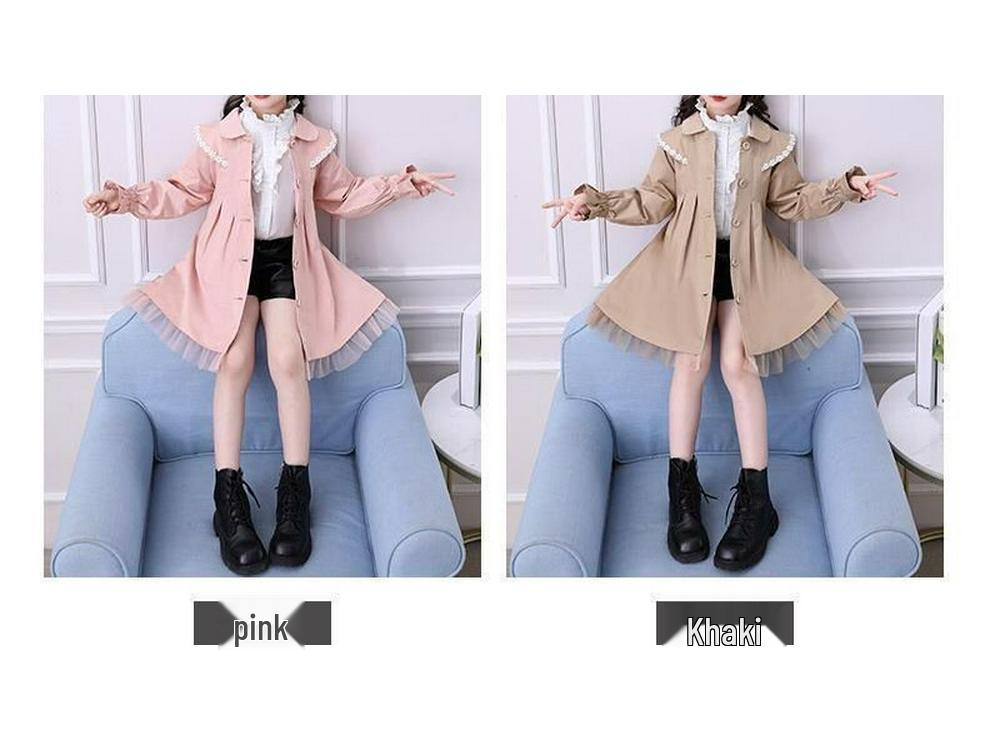 2025 Stylish Waist-Cinching Loose Autumn/Winter Thick Cotton Trench Coat for Girls