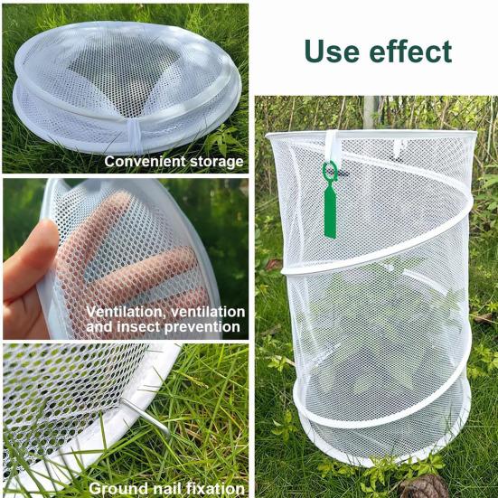Pop-up Pflanzen-Insektenschutznetz Rundes faltbares Pflanzenschutznetz Maschennetz Gartennnetz mit Erdspießen für Gemüse Schutz vor Vögeln Insekten