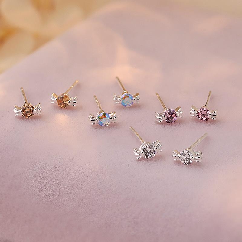 Sweet Candy Zircon Earrings for Women Cute Children's Fun Creative Gentle Ins Style Earrings