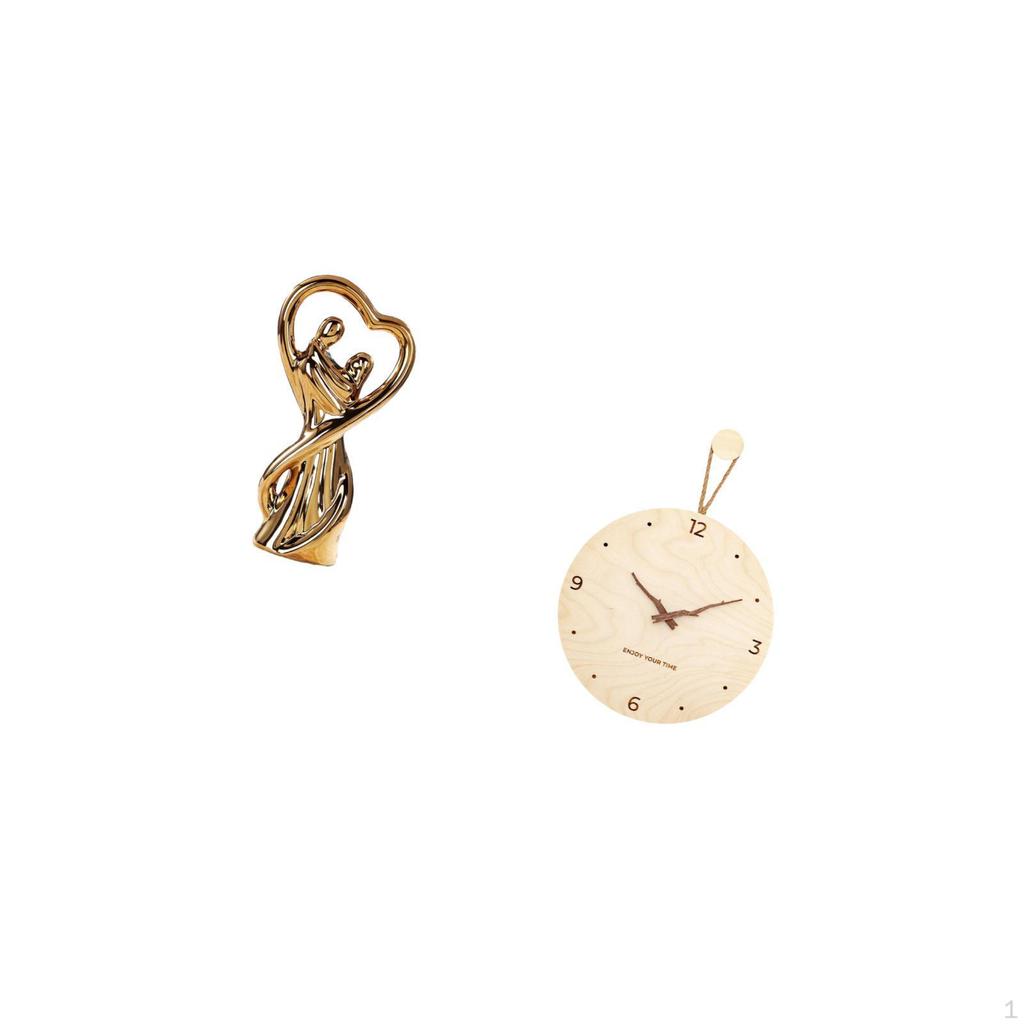 Romantic Lovers Sculpture Ornament And Minimalist Modern Nordic Wall Clock Decorative Gift for