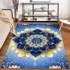 Blue and Gold Mandala Carpet with Lotus Motifs, Modern Boho Decor Suitable for use as an anti-slip for living room bedroom sofas